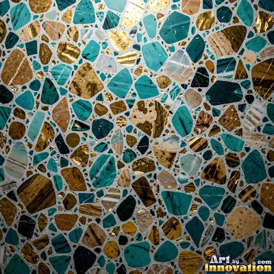 Minimal terrazzo with sparse chips on a smooth warm yellow base