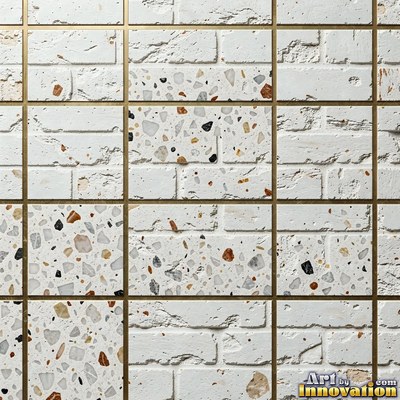 Minimal terrazzo with sparse chips on a smooth warm yellow base