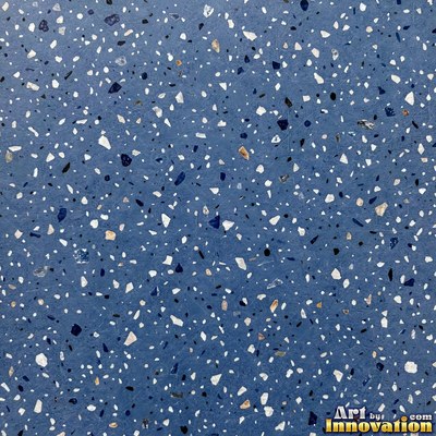 Minimal terrazzo with sparse chips on a smooth warm yellow base
