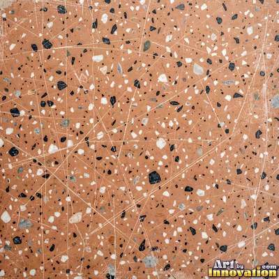 Cream and sand terrazzo set with large irregular stone fragments