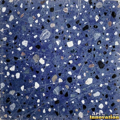 Polished terrazzo with small stone chips scattered evenly across a charcoal base