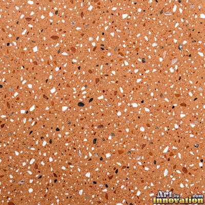 Black and white terrazzo flecked with mother of pearl, evenly lit