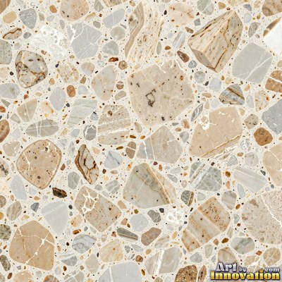 Minimal terrazzo with sparse chips on a smooth warm yellow base