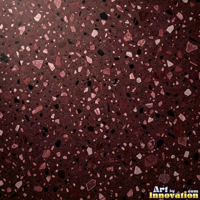 Black and white terrazzo flecked with mother of pearl, evenly lit