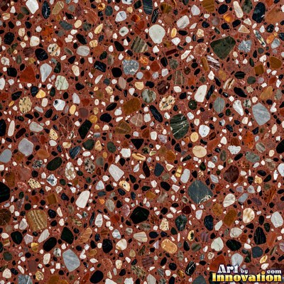 Polished terrazzo with small stone chips scattered evenly across a charcoal base