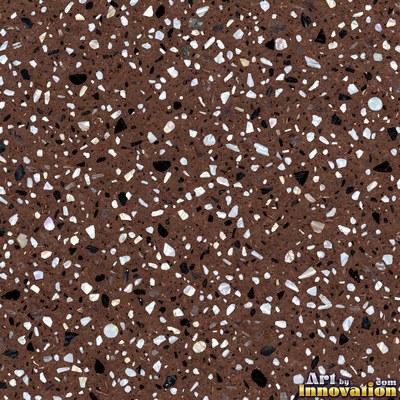 Black and white terrazzo flecked with mother of pearl, evenly lit