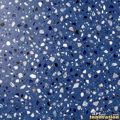 Cream and sand terrazzo set with large irregular stone fragments