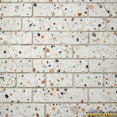 Black and white terrazzo flecked with mother of pearl, evenly lit