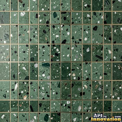 Minimal terrazzo with sparse chips on a smooth warm yellow base