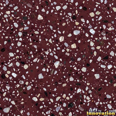 Polished terrazzo with small stone chips scattered evenly across a charcoal base