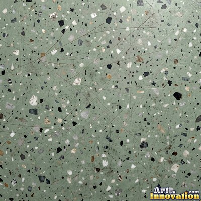 Cream and sand terrazzo set with large irregular stone fragments