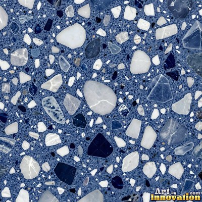 Minimal terrazzo with sparse chips on a smooth warm yellow base