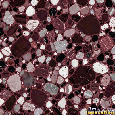 Cream and sand terrazzo set with large irregular stone fragments