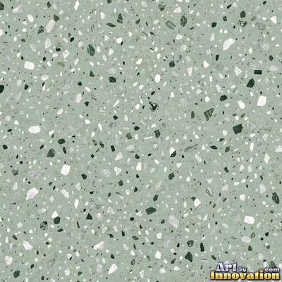 Black and white terrazzo flecked with mother of pearl, evenly lit
