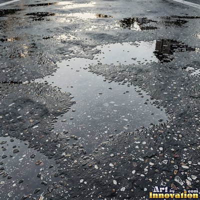 Fresh light gray asphalt with fine gravel texture, flat overhead view