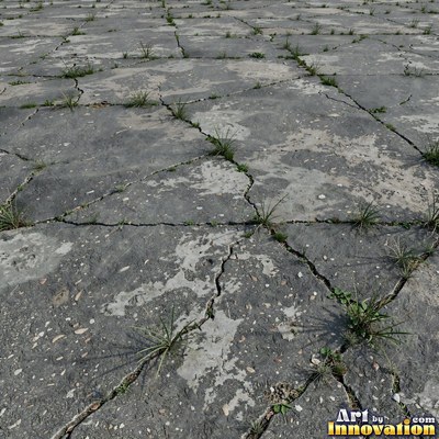 Wet asphalt glistening with small puddles in a greenish gray tone