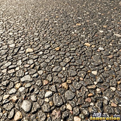 Worn asphalt with faded fragments of painted road lines