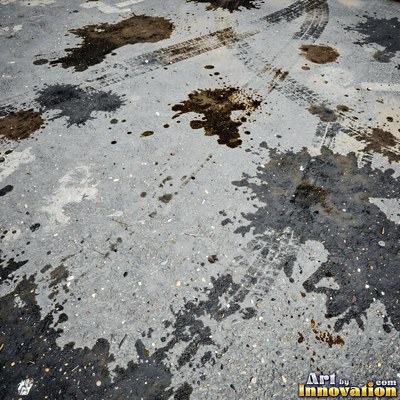Fresh light gray asphalt with fine gravel texture, flat overhead view