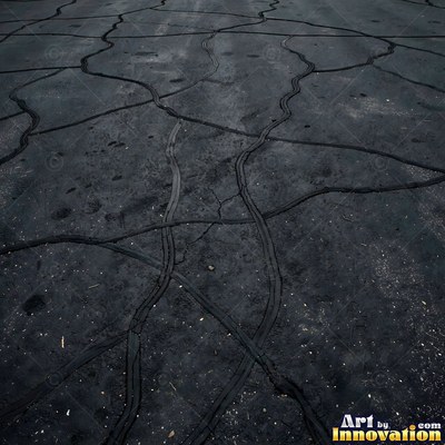 Fresh light gray asphalt with fine gravel texture, flat overhead view