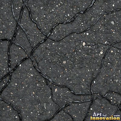 Wet asphalt glistening with small puddles in a greenish gray tone