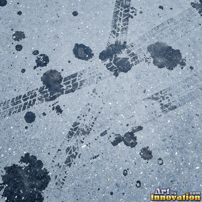 Fresh light gray asphalt with fine gravel texture, flat overhead view