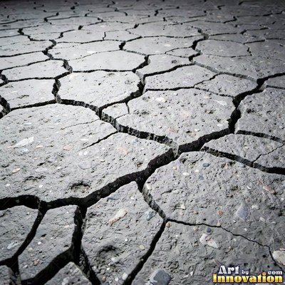 Worn asphalt with faded fragments of painted road lines