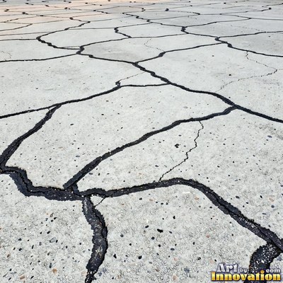 Wet asphalt glistening with small puddles in a greenish gray tone