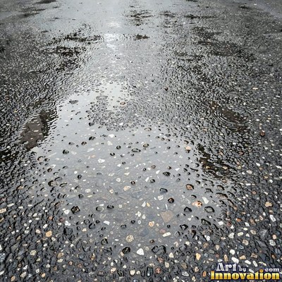 Fresh light gray asphalt with fine gravel texture, flat overhead view