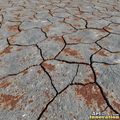 Wet asphalt glistening with small puddles in a greenish gray tone