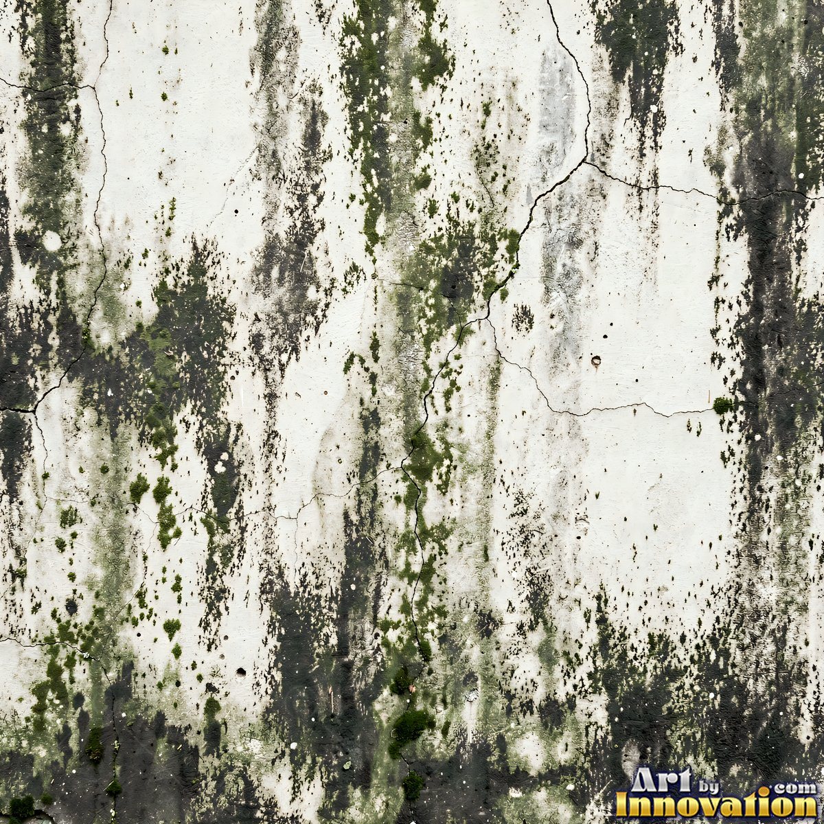 Old blue gray wall built up in layers of patched plaster and paint