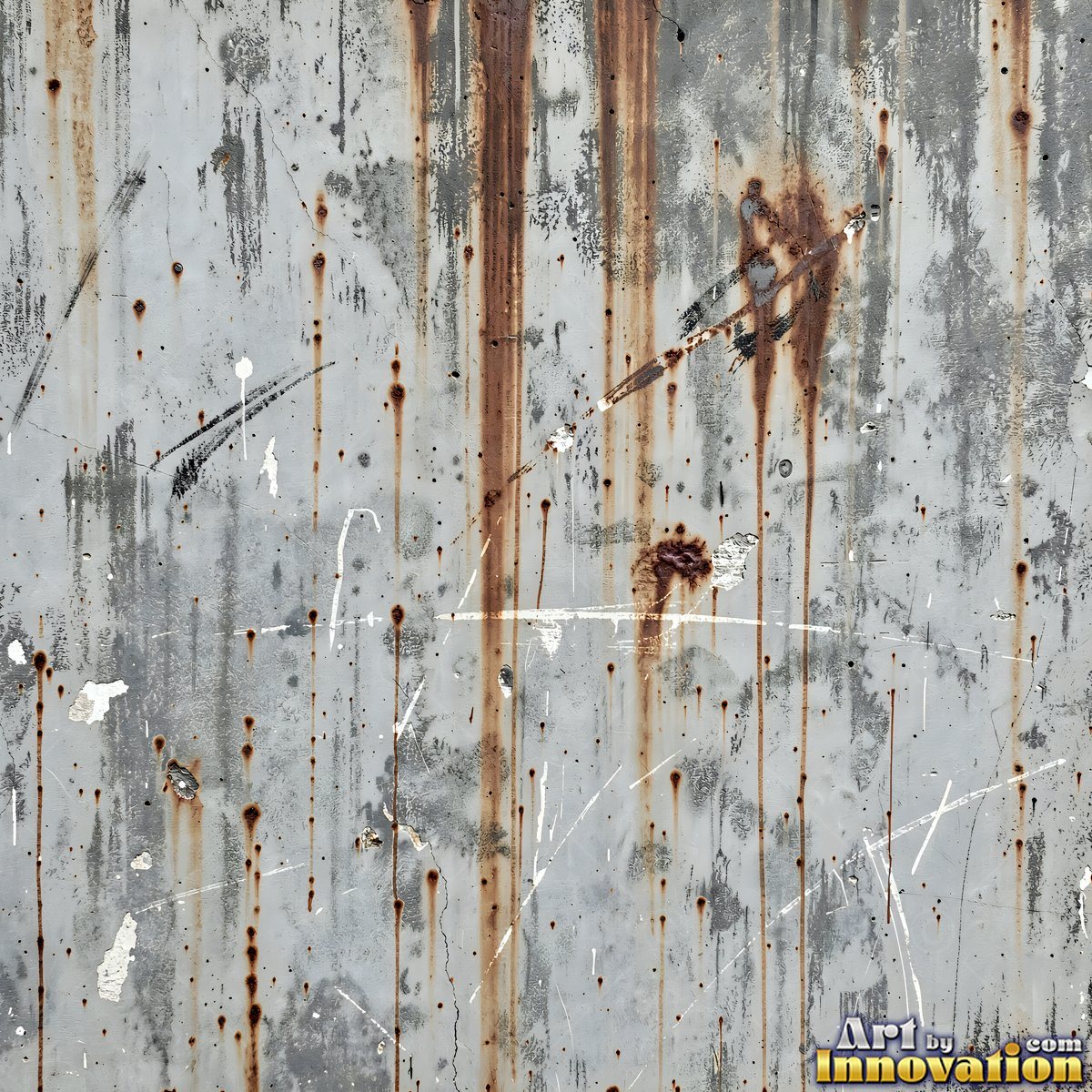 Blackened grunge wall with dried paint splatter filling the frame