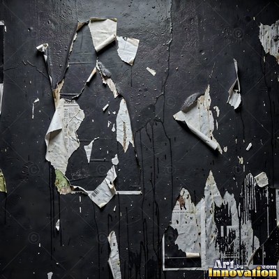 Smoke stained ochre wall with dark soot gradients across the surface