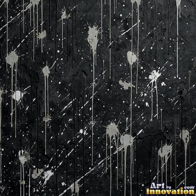 Grungy beige wall splattered with old paint drips, shot flat and even