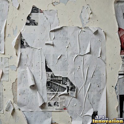 Grungy beige wall splattered with old paint drips, shot flat and even