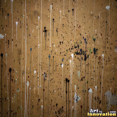 Blackened grunge wall with dried paint splatter filling the frame