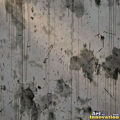 Old blue gray wall built up in layers of patched plaster and paint