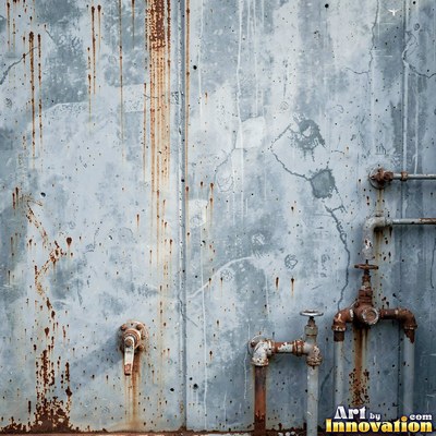 Smoke stained ochre wall with dark soot gradients across the surface
