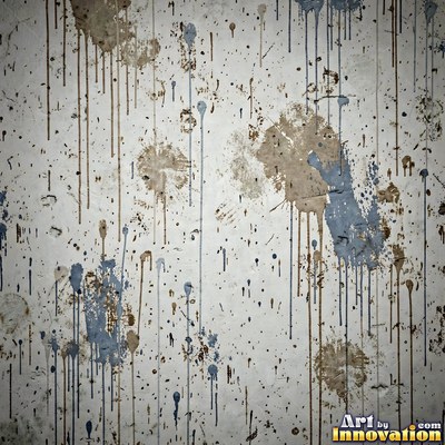Old blue gray wall built up in layers of patched plaster and paint