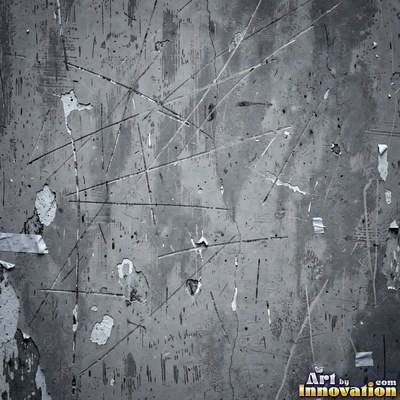 Blackened grunge wall with dried paint splatter filling the frame