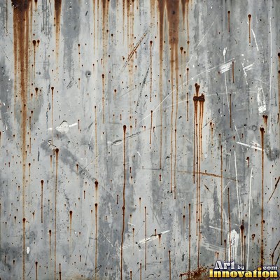 Grungy beige wall splattered with old paint drips, shot flat and even