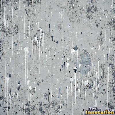 Grungy beige wall splattered with old paint drips, shot flat and even