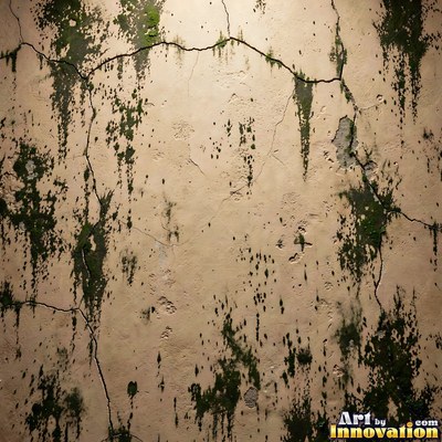 Old blue gray wall built up in layers of patched plaster and paint