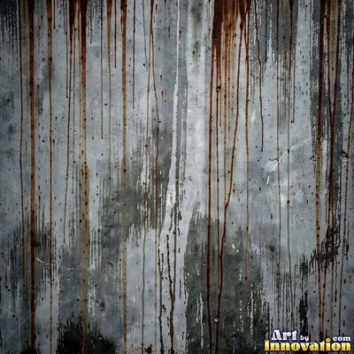 Smoke stained ochre wall with dark soot gradients across the surface