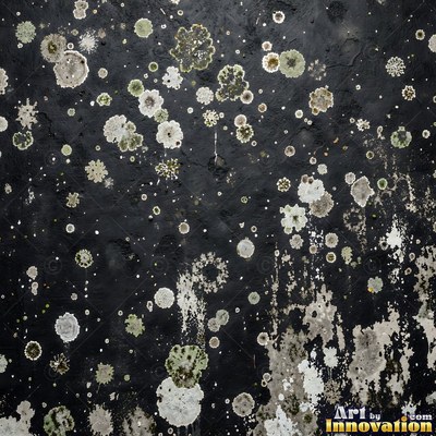 Grungy beige wall splattered with old paint drips, shot flat and even