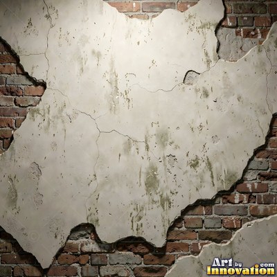 Grungy beige wall splattered with old paint drips, shot flat and even