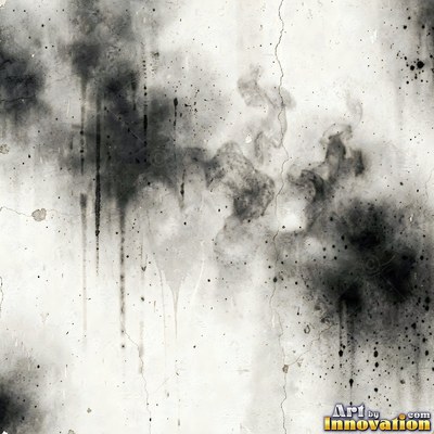 Smoke stained ochre wall with dark soot gradients across the surface