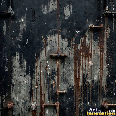 Smoke stained ochre wall with dark soot gradients across the surface