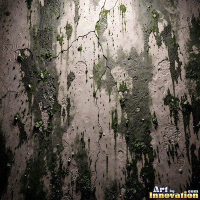 Blackened grunge wall with dried paint splatter filling the frame