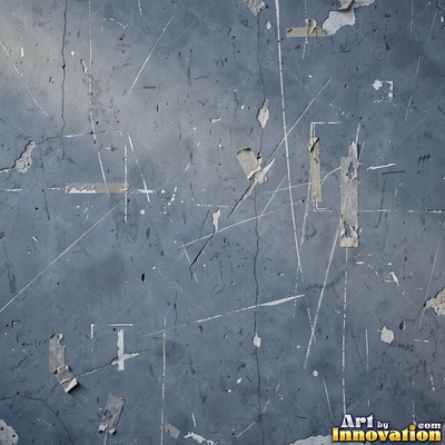 Old blue gray wall built up in layers of patched plaster and paint