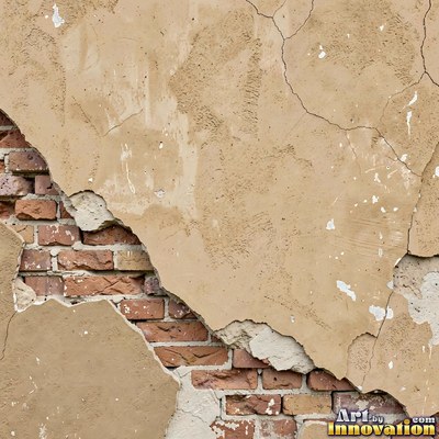 Smoke stained ochre wall with dark soot gradients across the surface